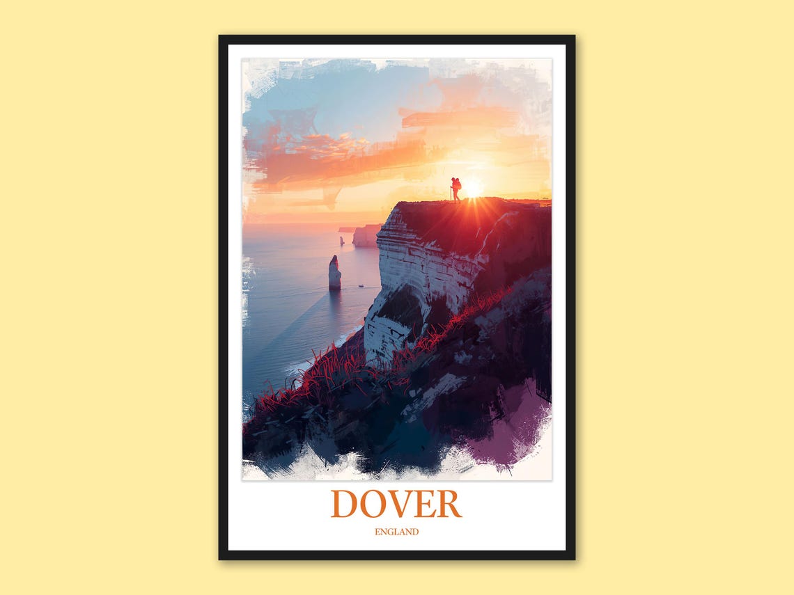 Dover England White Cliffs Sea Stacks Dramatic Sunrise Poster