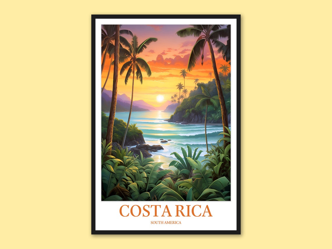 Costa Rica Travel Poster Manuel Antonio Sunset Print