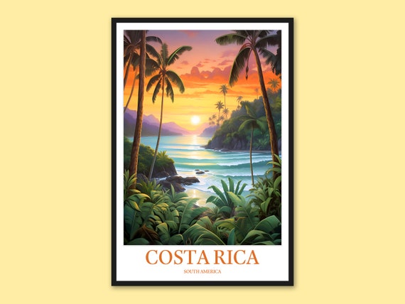 Costa Rica Travel Poster Manuel Antonio Sunset Print