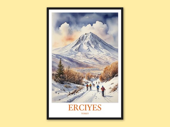 Erciyes Turkey Mount Erciyes Skiers Winter Mountain Scenic Poster
