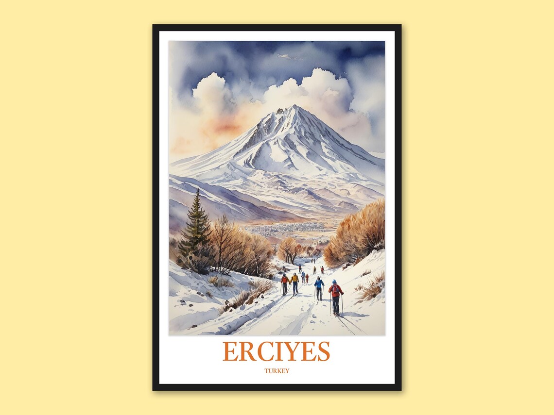 Erciyes Turkey Mount Erciyes Skiers Winter Mountain Scenic Poster