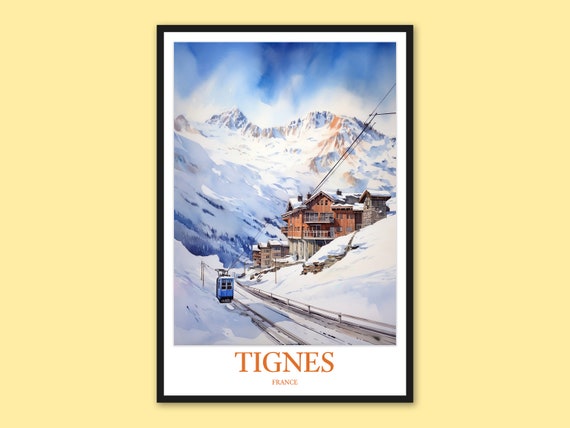Tignes Travel Print France Ski Resort Wall Art