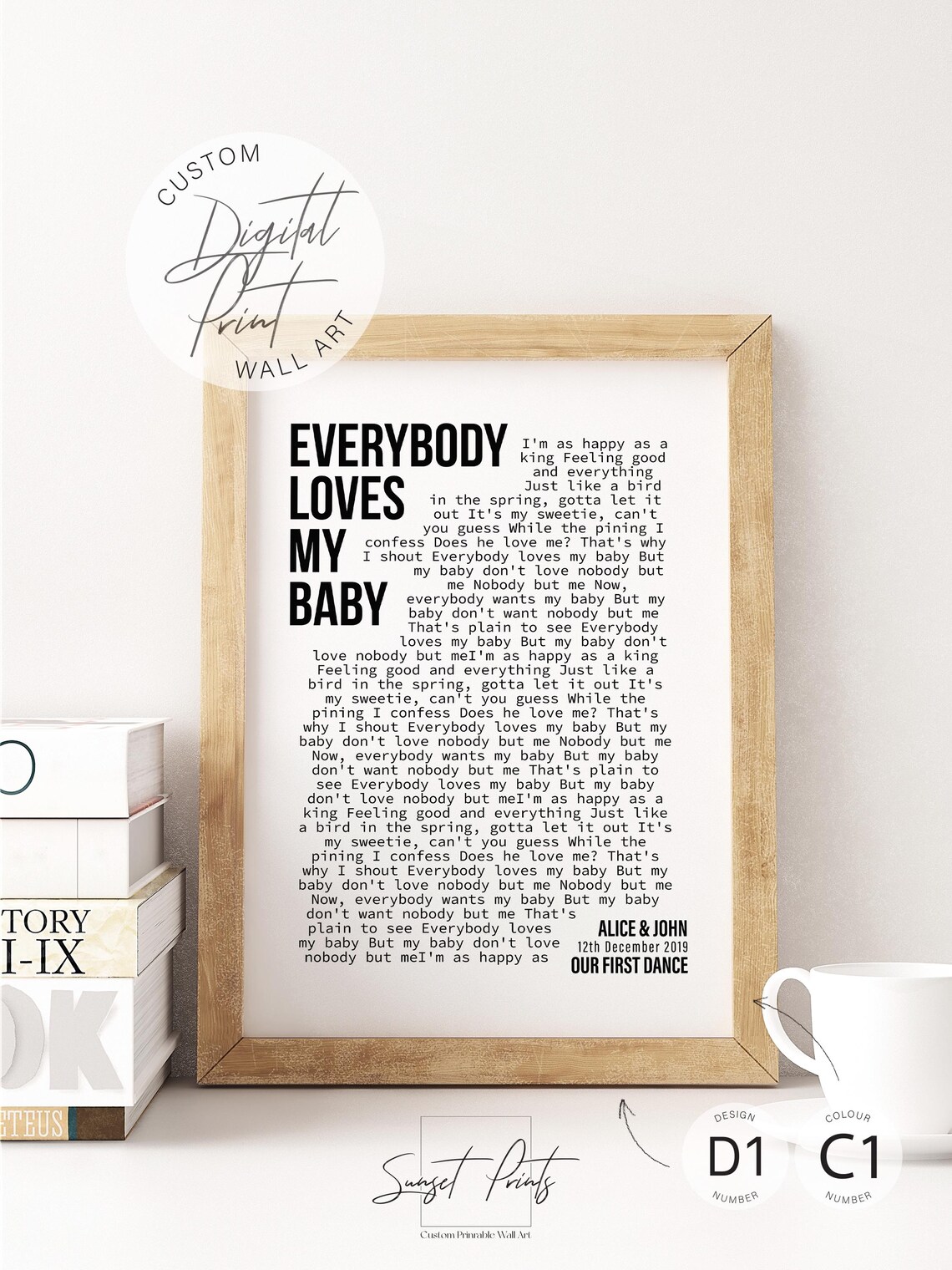 Personalized Song Lyrics Wedding Memory Art Print