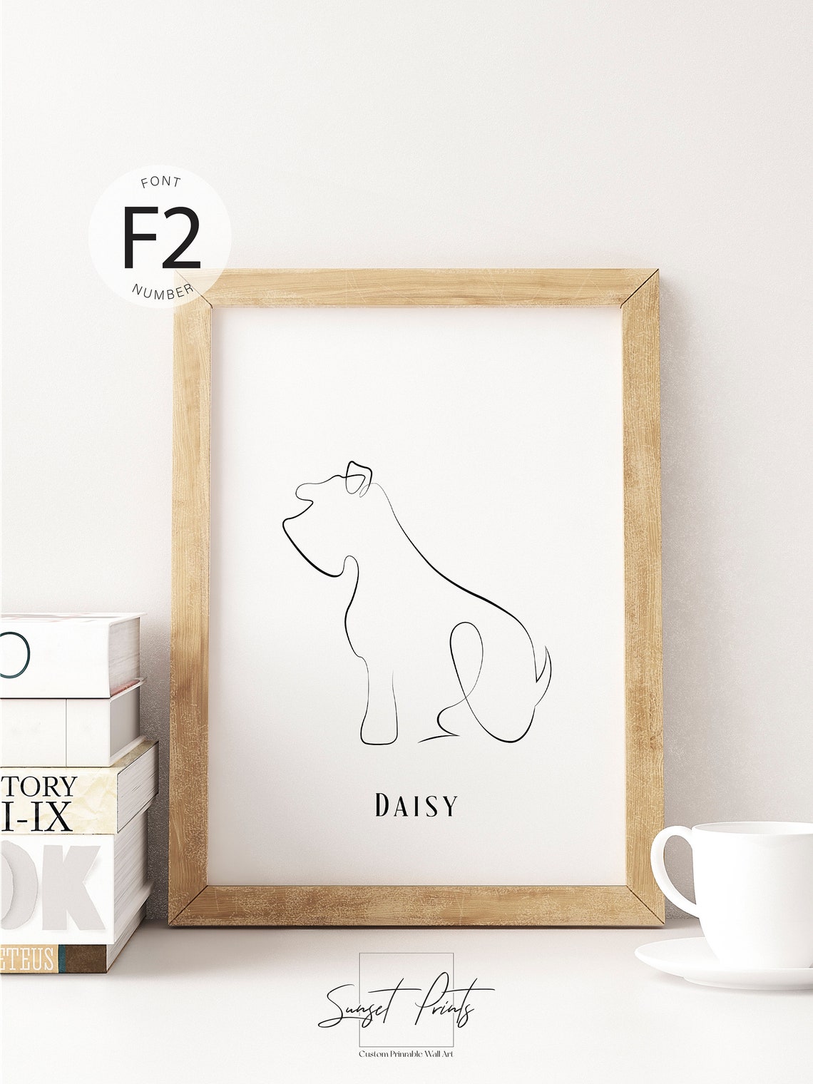 Schnauzer Dog One Line Drawing Custom Pet Name Minimalist Wall Poster - Image 5