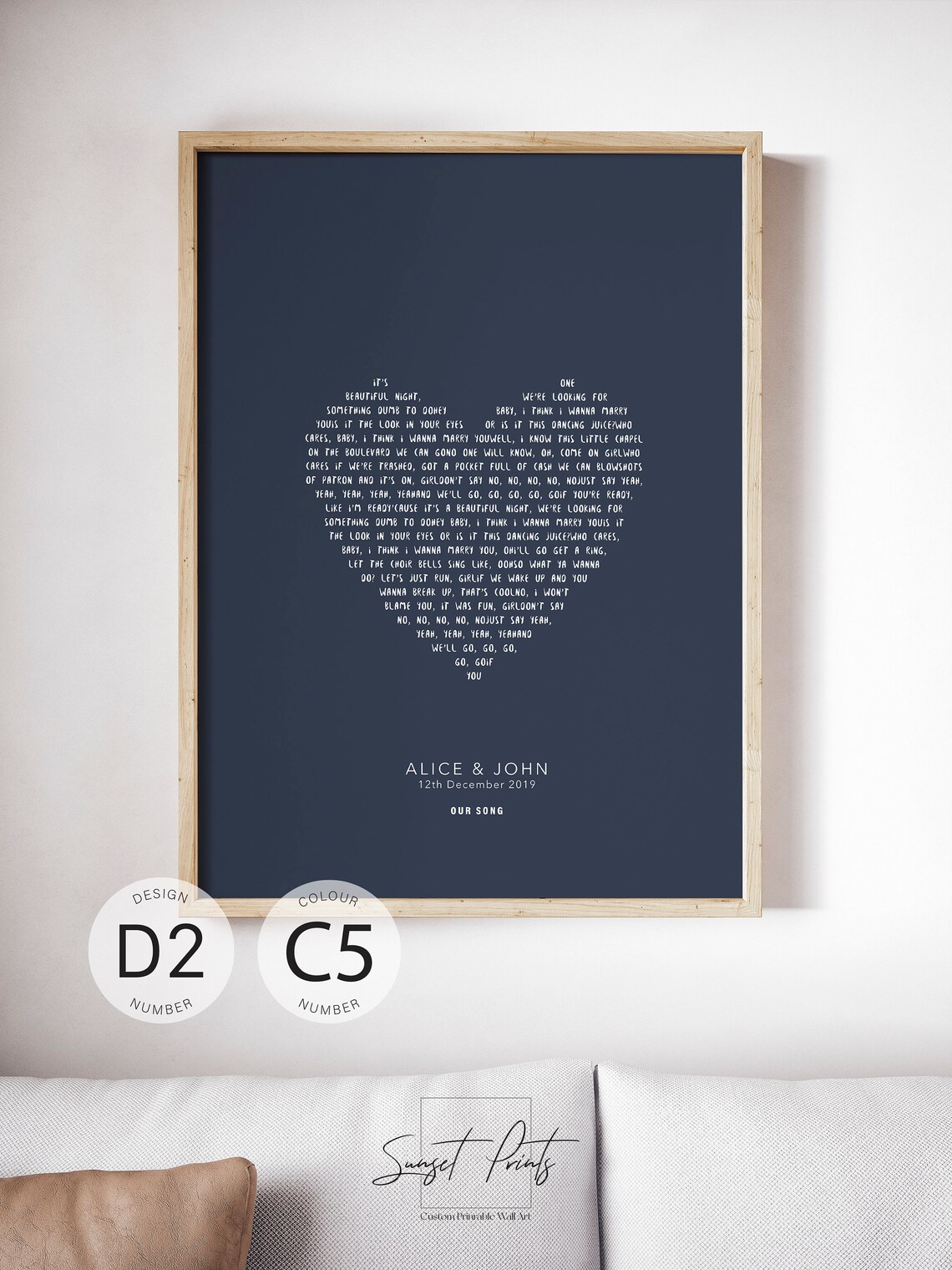 Custom Heart Shaped Song Lyrics Poster Personalized First Dance Wedding Date - Image 5