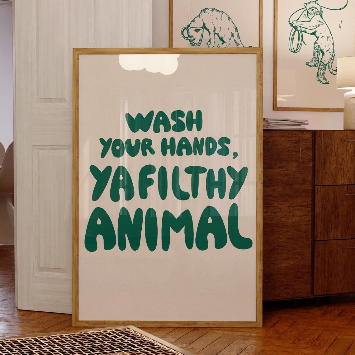 Wash Your Hands Funny Bathroom Retro Poster