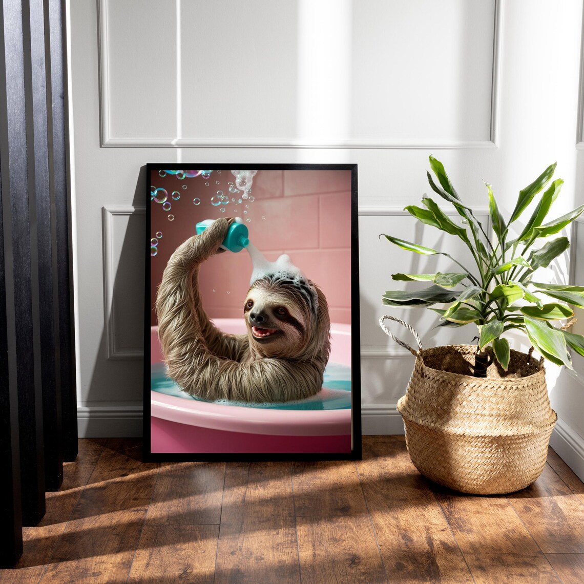 Cute Sloth Bathroom Decor, Funny Animal Art Print - Image 3