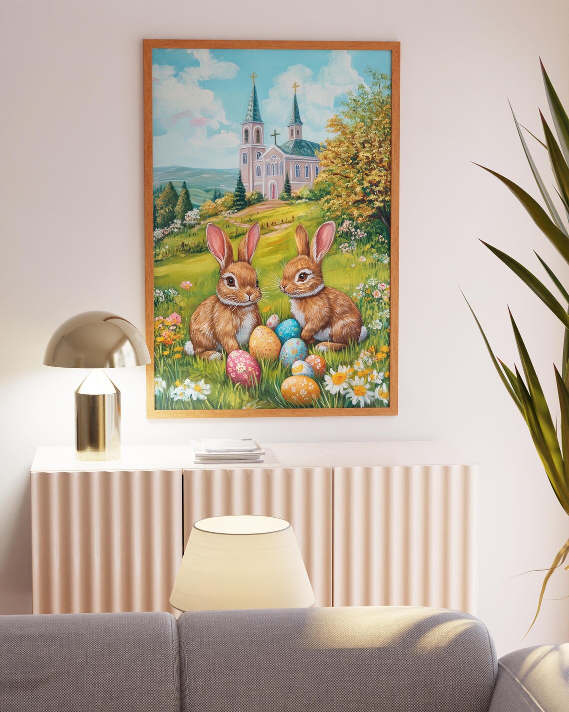 Easter Bunny Art Print, Spring Meadow Decor - Image 3