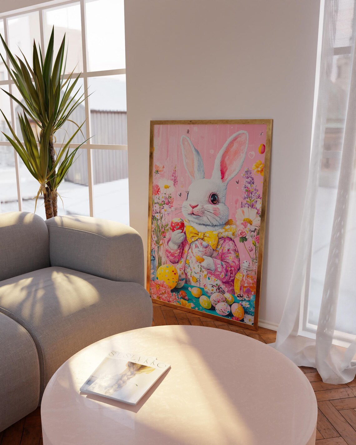 Bunny Rabbit Art Print, Cute Easter Nursery Decor - Image 4