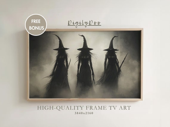 Vintage Witch Sisters Halloween Art Print