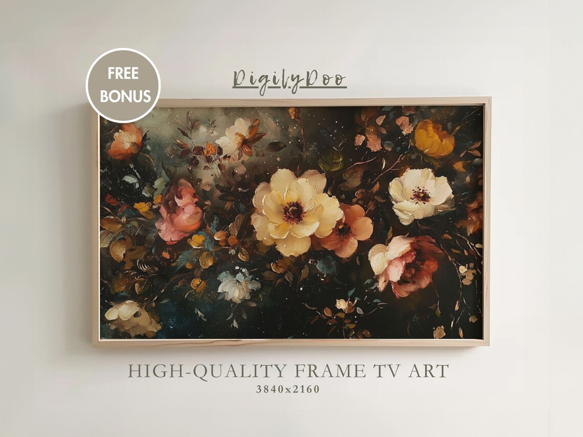 Fall Floral Vintage Autumn Flowers Wall Art Print