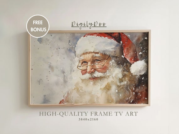 Christmas Rustic Santa Claus Art Print, Vintage