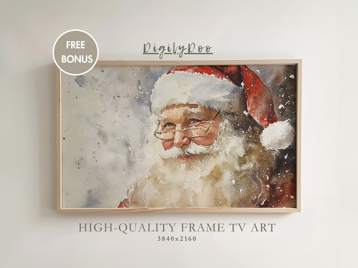 Christmas Rustic Santa Claus Art Print, Vintage