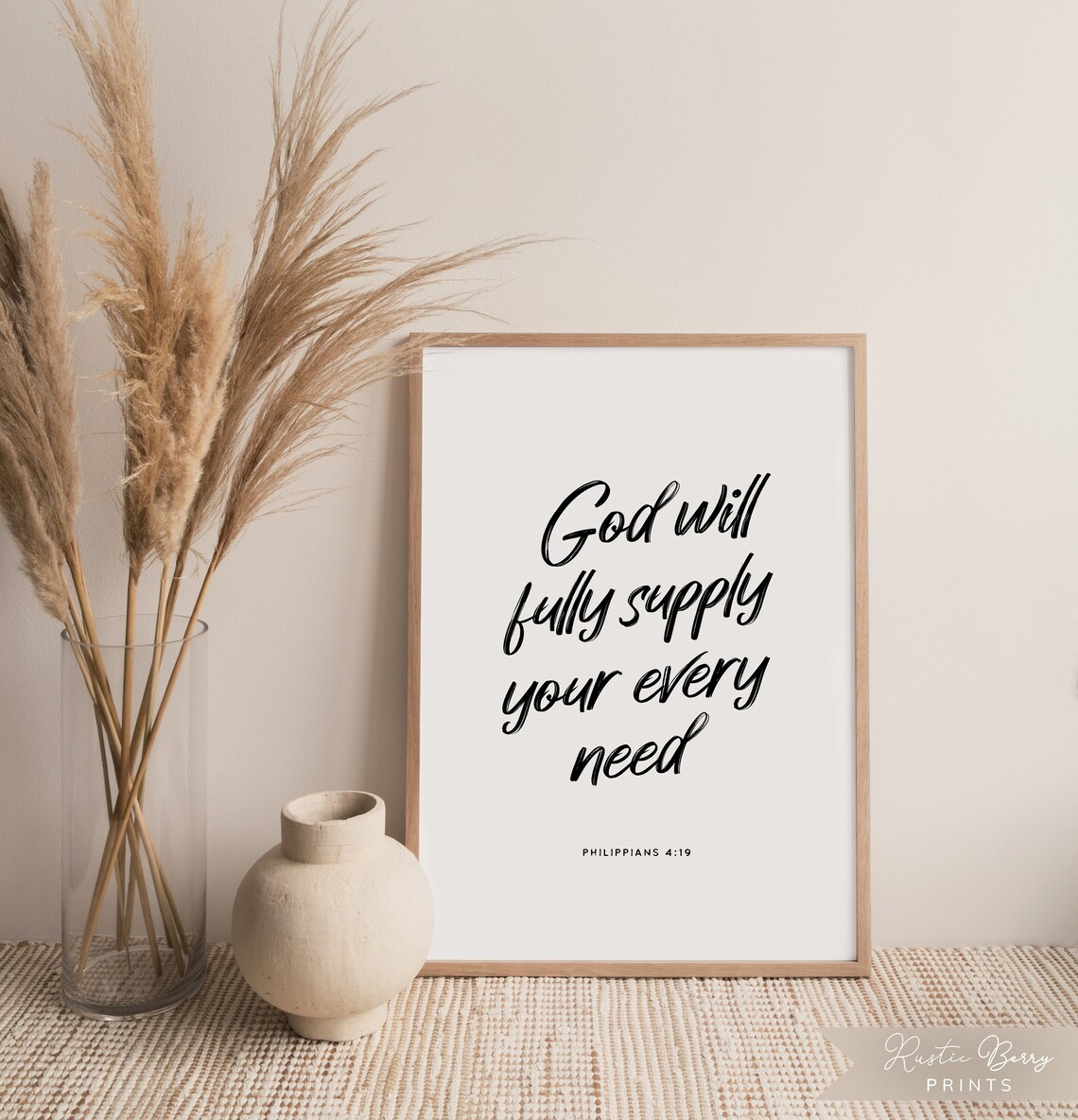 God Will Fully Supply Your Every Need Philippians 4:19 Bold Script Poster