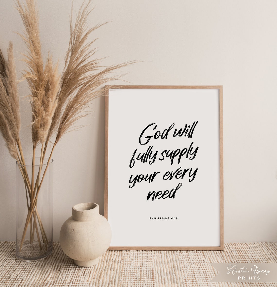 Philippians 419 Bible Quote Wall Art God Will Fully Supply Your Every Need Modern Minimalist Bible Verse Instant Download