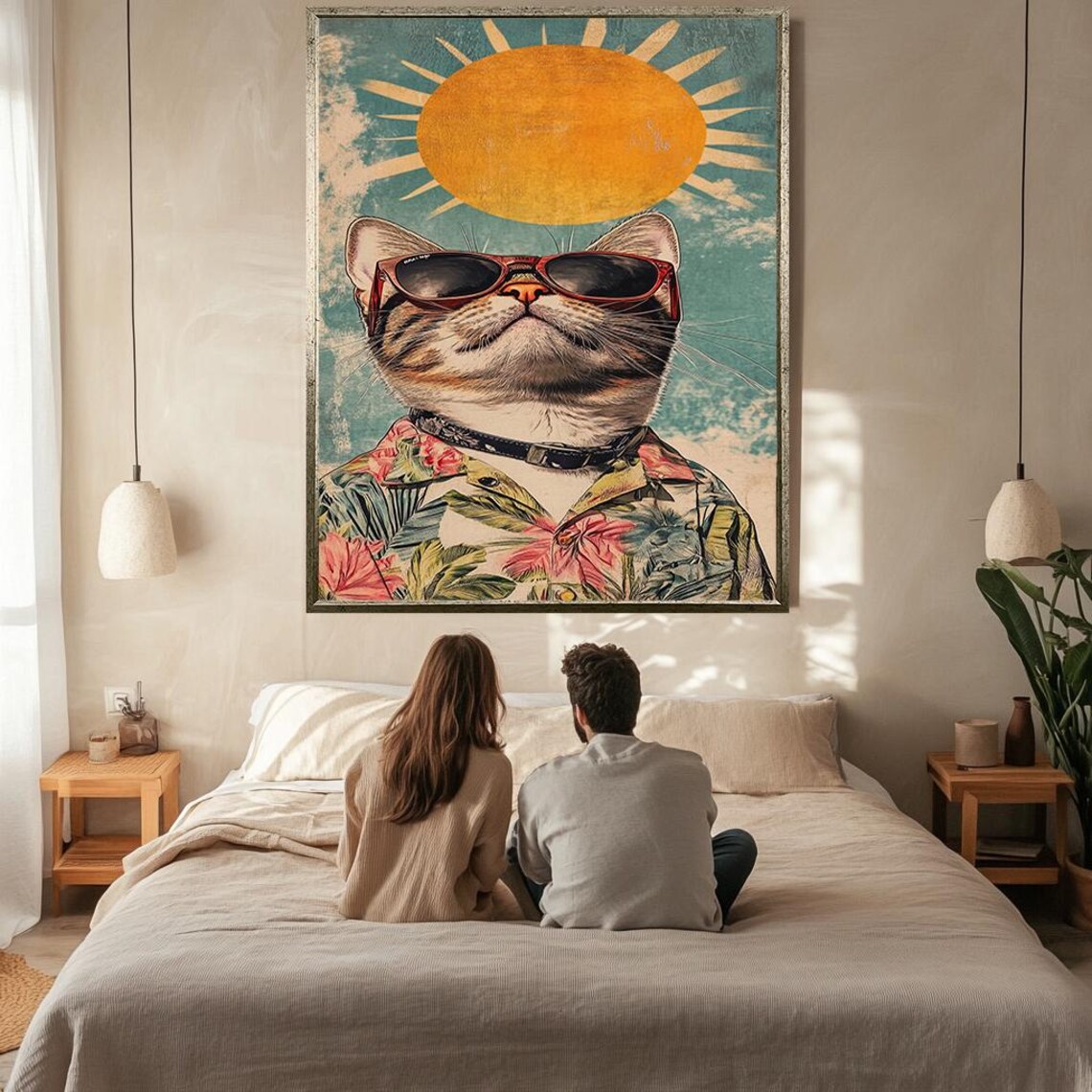 Retro Cool Cat Sunglasses Hawaiian Shirt Sun Vintage Pop Art Poster - Image 2