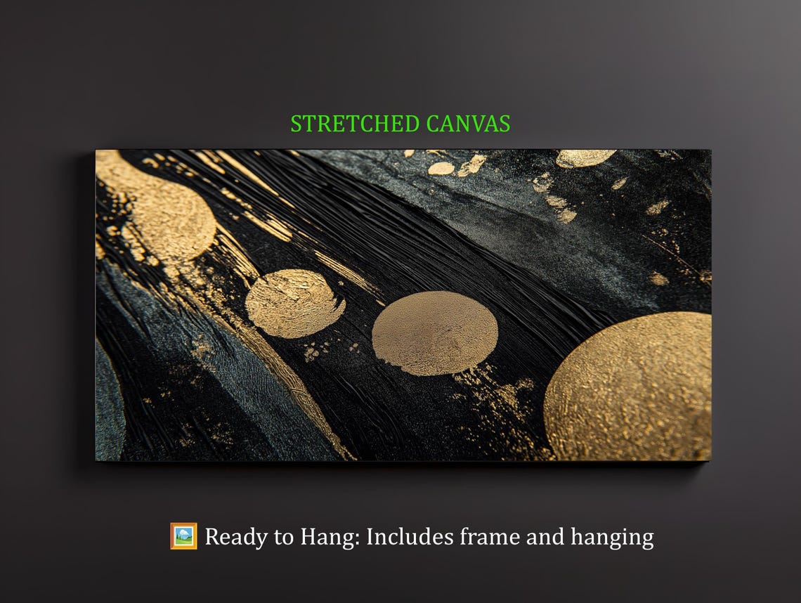 Black And Gold Circles Abstract Luxurious Metallic Modern Wall Poster - Image 4