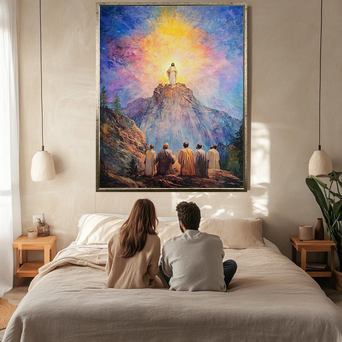 Transfiguration Jesus Glowing On Mountaintop Disciples Watching Poster - Image 2
