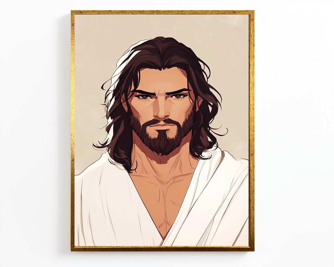 Jesus Christ Minimalist Illustration Portrait Modern Spiritual Wall Art Poster - Image 4