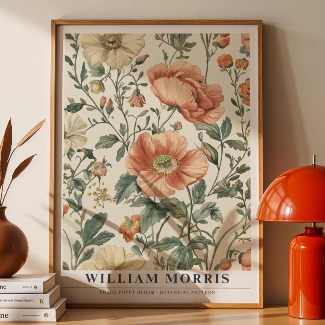 William Morris Floral Print Peach Poppy Botanical Art