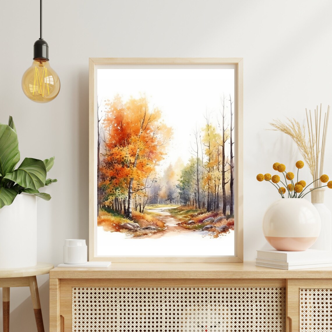 Fall Landscape Painting, Autumn Watercolor - Image 4