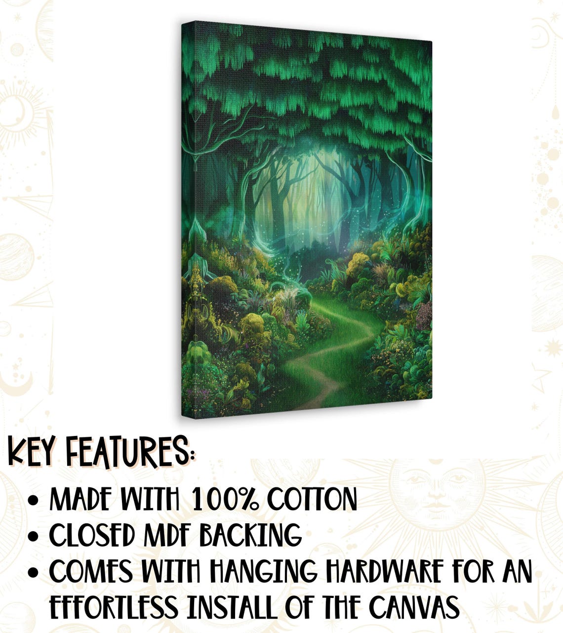 Enchanted Emerald Forest Glowing Canopy Woodland Path Poster - Image 2