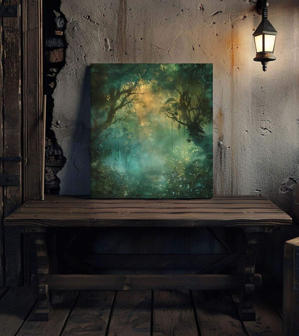 Divine Forest Wall Decor Green Nature Inspired Painting Forest Scene Print Rustic Home Decor Tranquil Wall Art Nature Lover Gift - Image 3