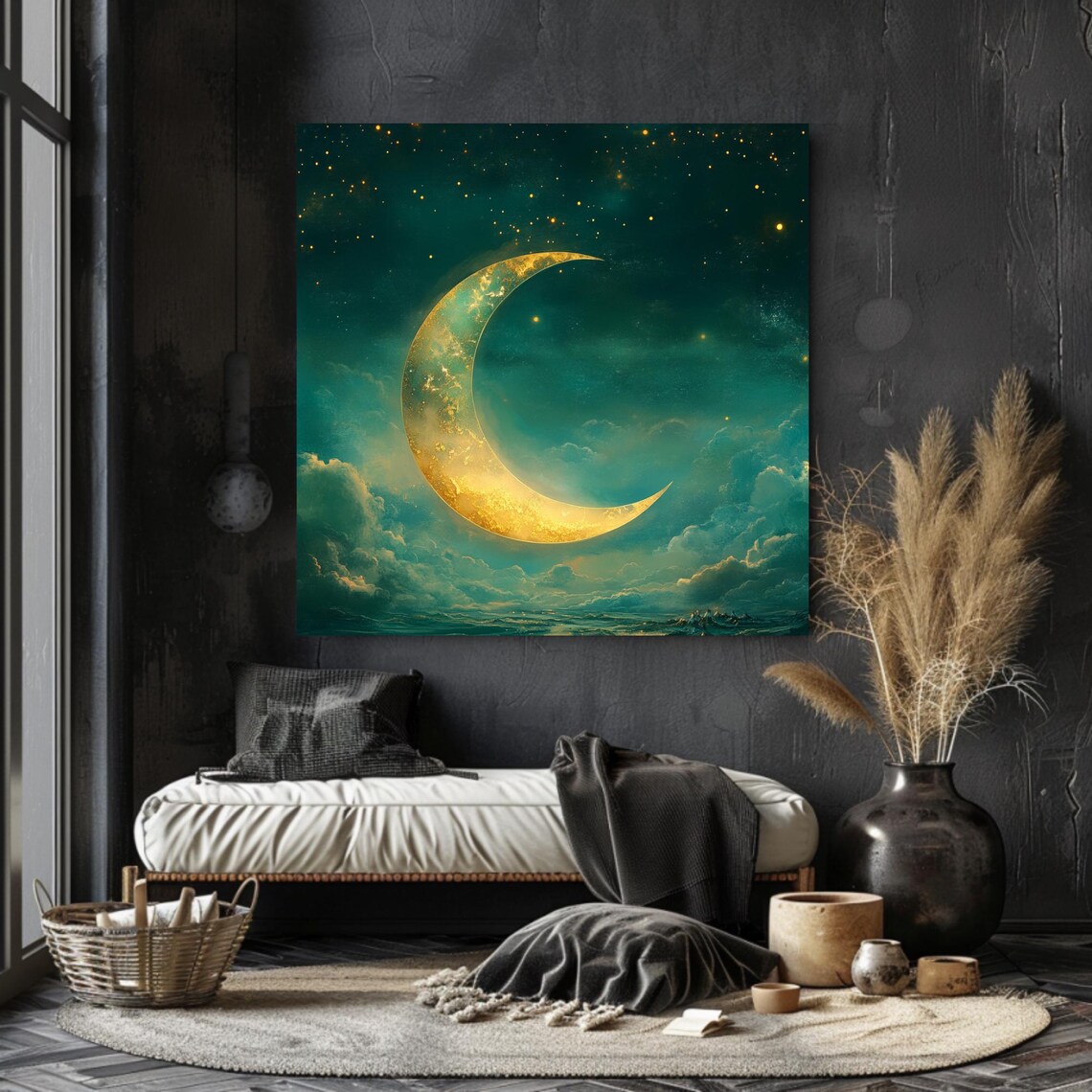 Celestial Crescent Moon - Dreamy Night Sky Art Print - Image 2