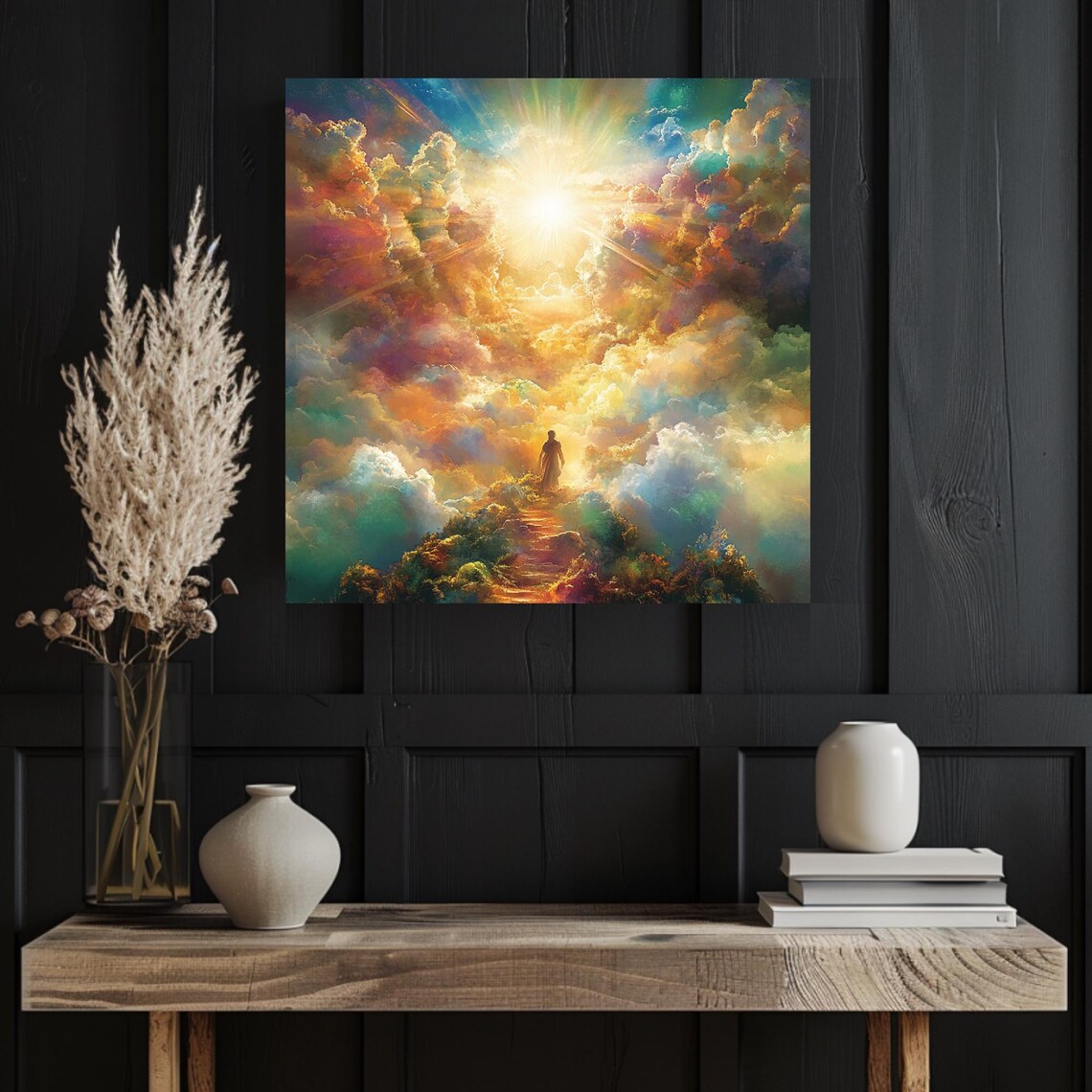 Heavenly Staircase Radiant Clouds Spiritual Journey Wall Poster - Image 4