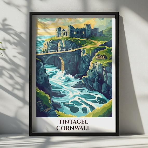 Tintagel Castle Cornwall Vintage Travel Poster