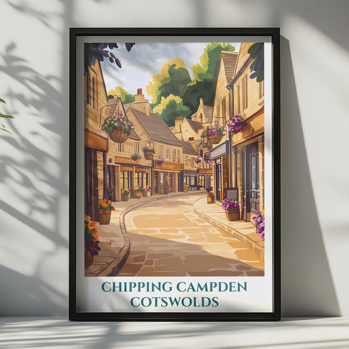 Chipping Campden Cotswolds Vintage Travel Poster Stone Village Street Scene