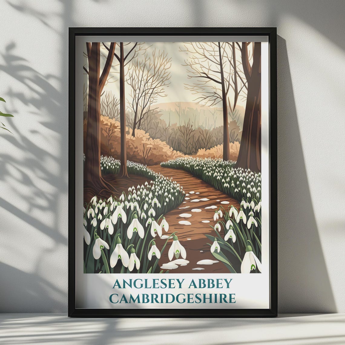 Anglesey Abbey Cambridgeshire Snowdrop Woodland Path Garden Poster