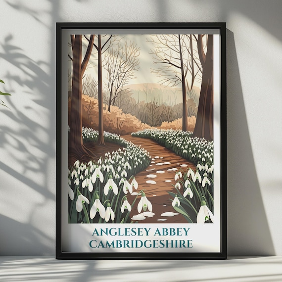 Anglesey Abbey Snowdrops Print Cambridgeshire Wall Art English Garden Poster