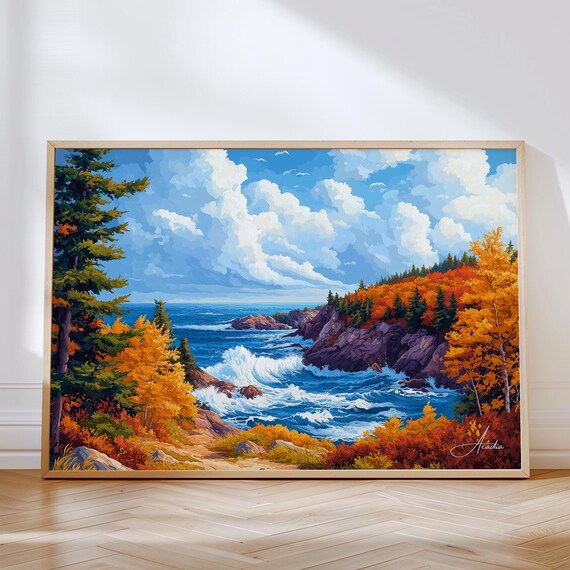 Acadia National Park Horizontal Travel Poster, Maine