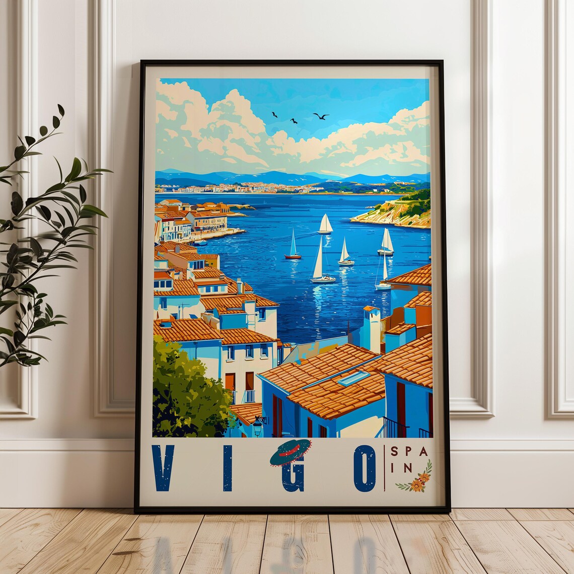 Vigo Spain Travel Poster Galicia Illustration Art Print