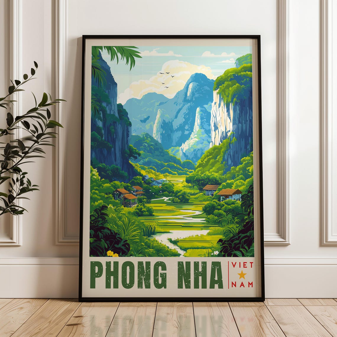 Phong Nha Vietnam Karst Valley Village Rice Fields Landscape Poster