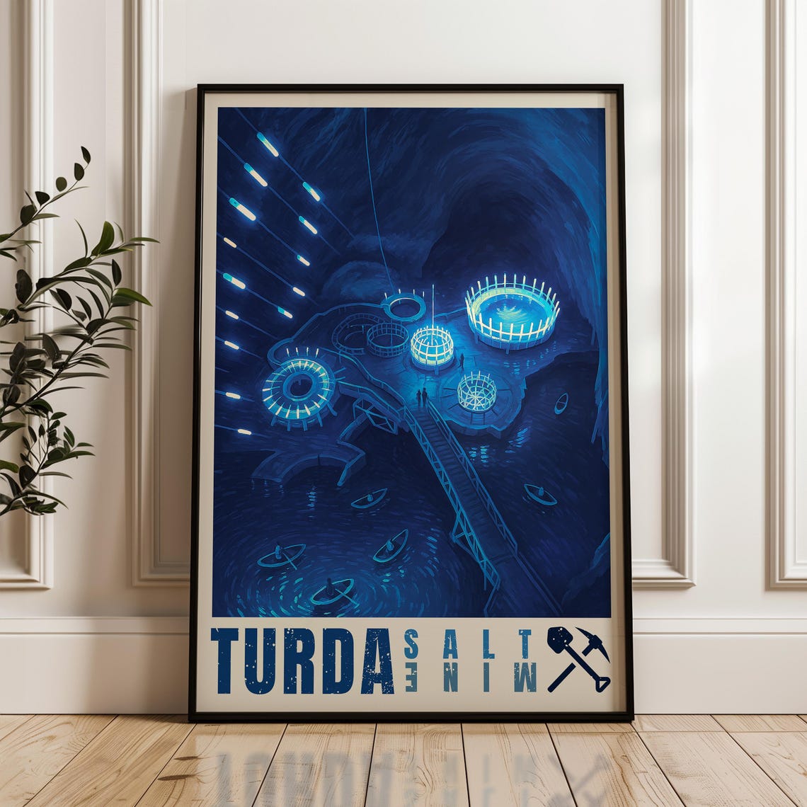 Turda Salt Mine Underground Glow Cavern Romania Travel Poster