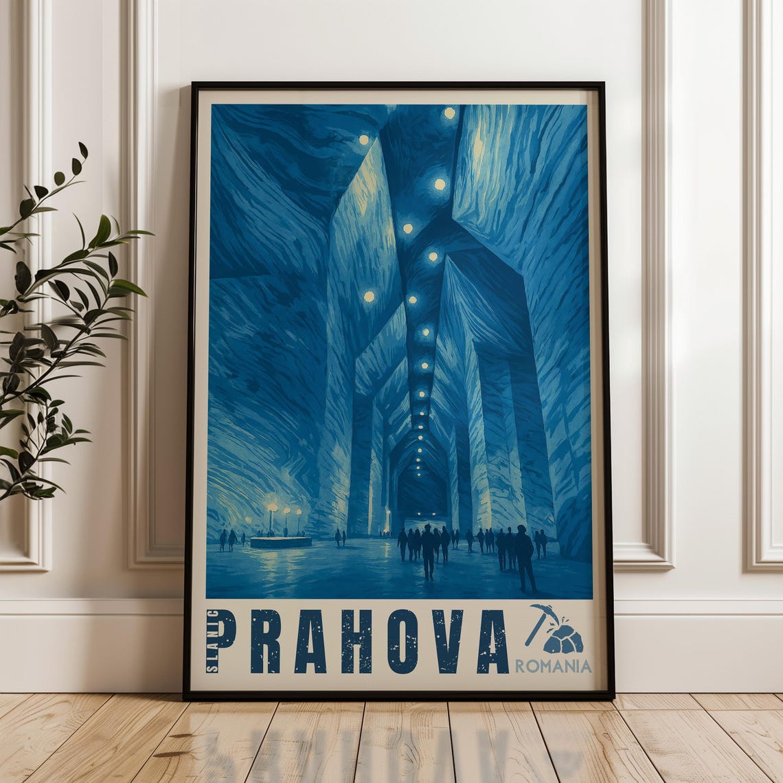 Slanic Prahova Salt Mine Grand Hall Blue Romania Travel Poster