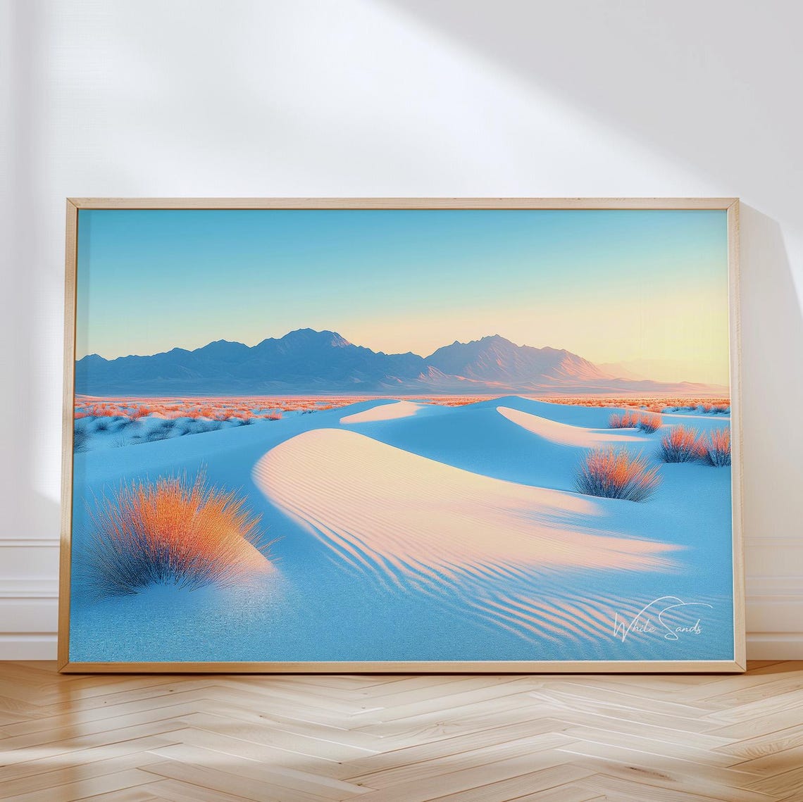 White Sands National Park Sunset Dunes Minimalist Travel Poster