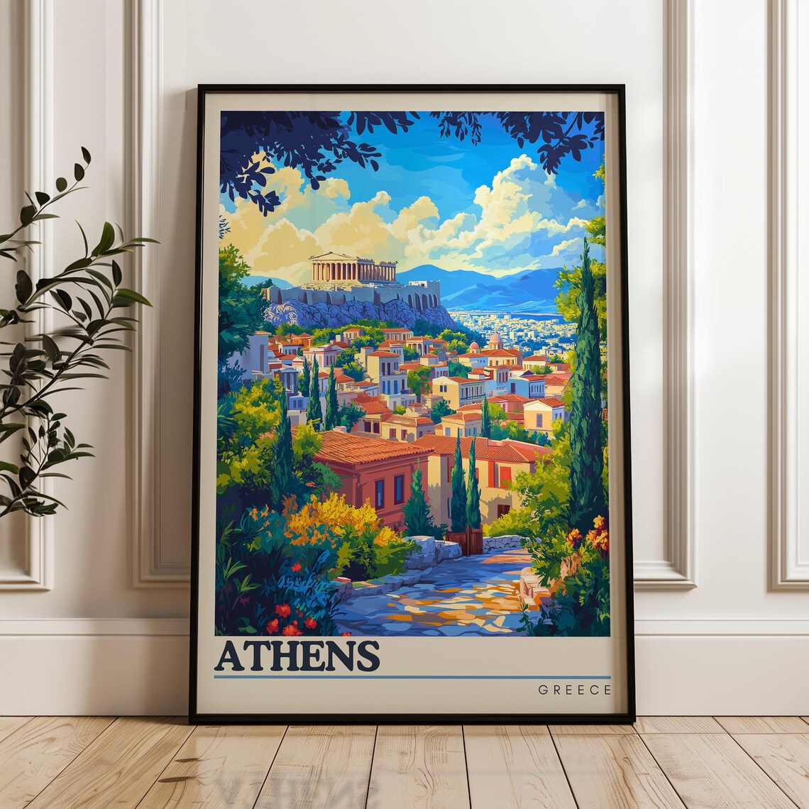 Athens Travel Poster, Greece Parthenon Art Print