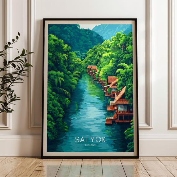 Sai Yok Travel Poster, Thailand River Kwai