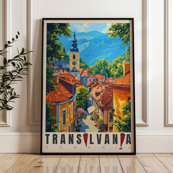 Transylvania Travel Poster Romania Illustration Art Ardeal Decor