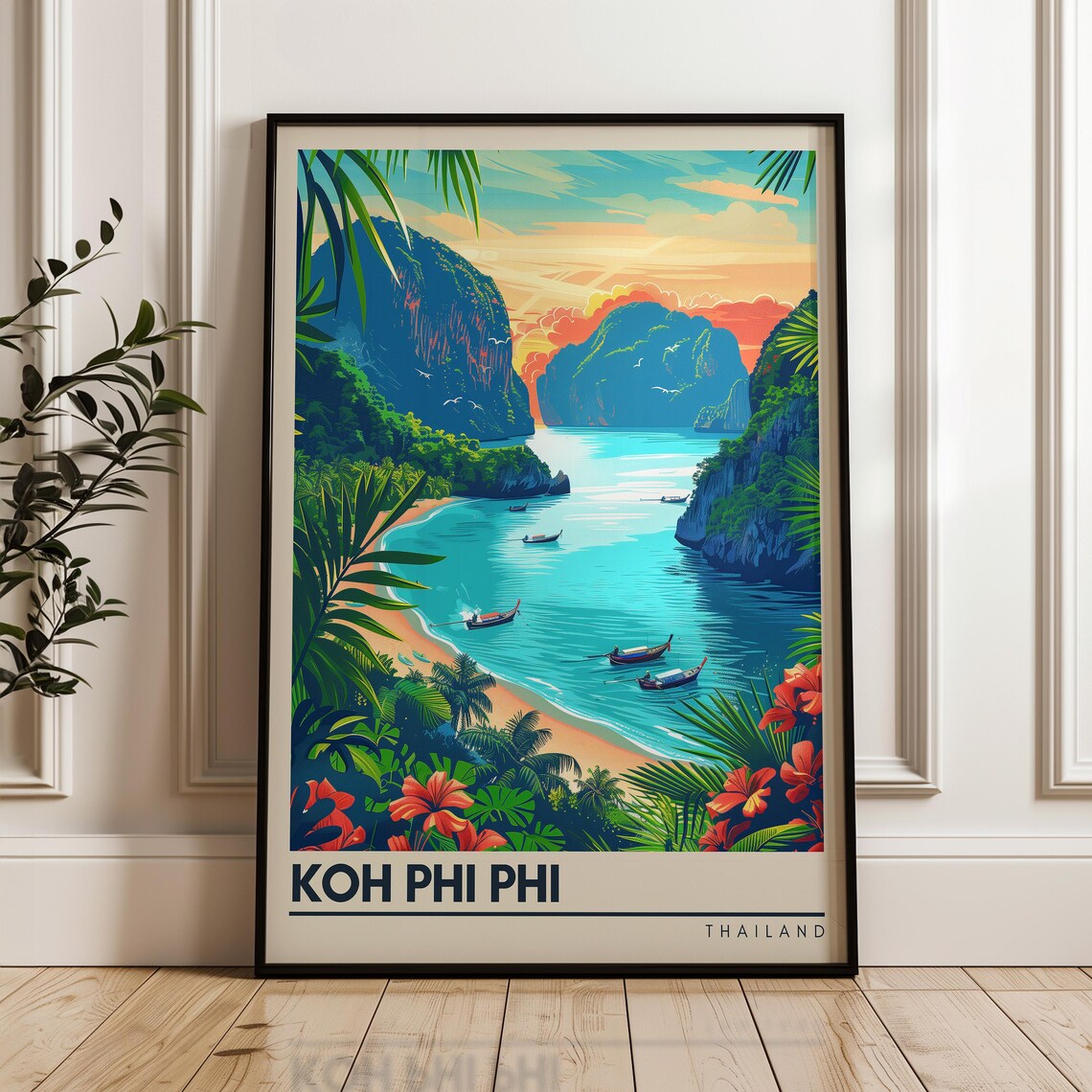 Koh Phi Phi Travel Poster, Thailand Island Art Print