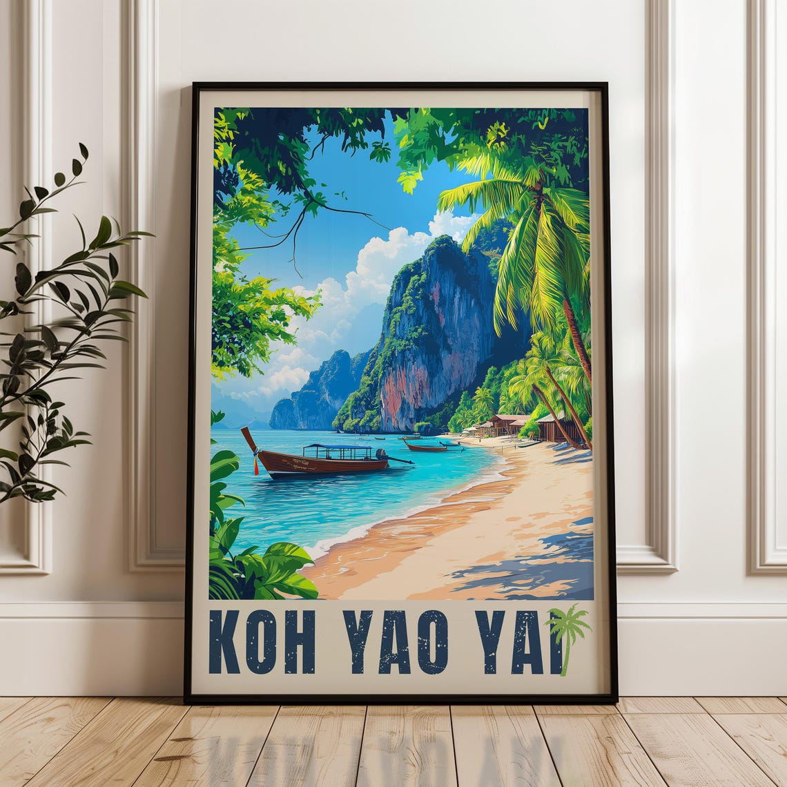Koh Yao Yai Travel Poster, Thailand Illustration