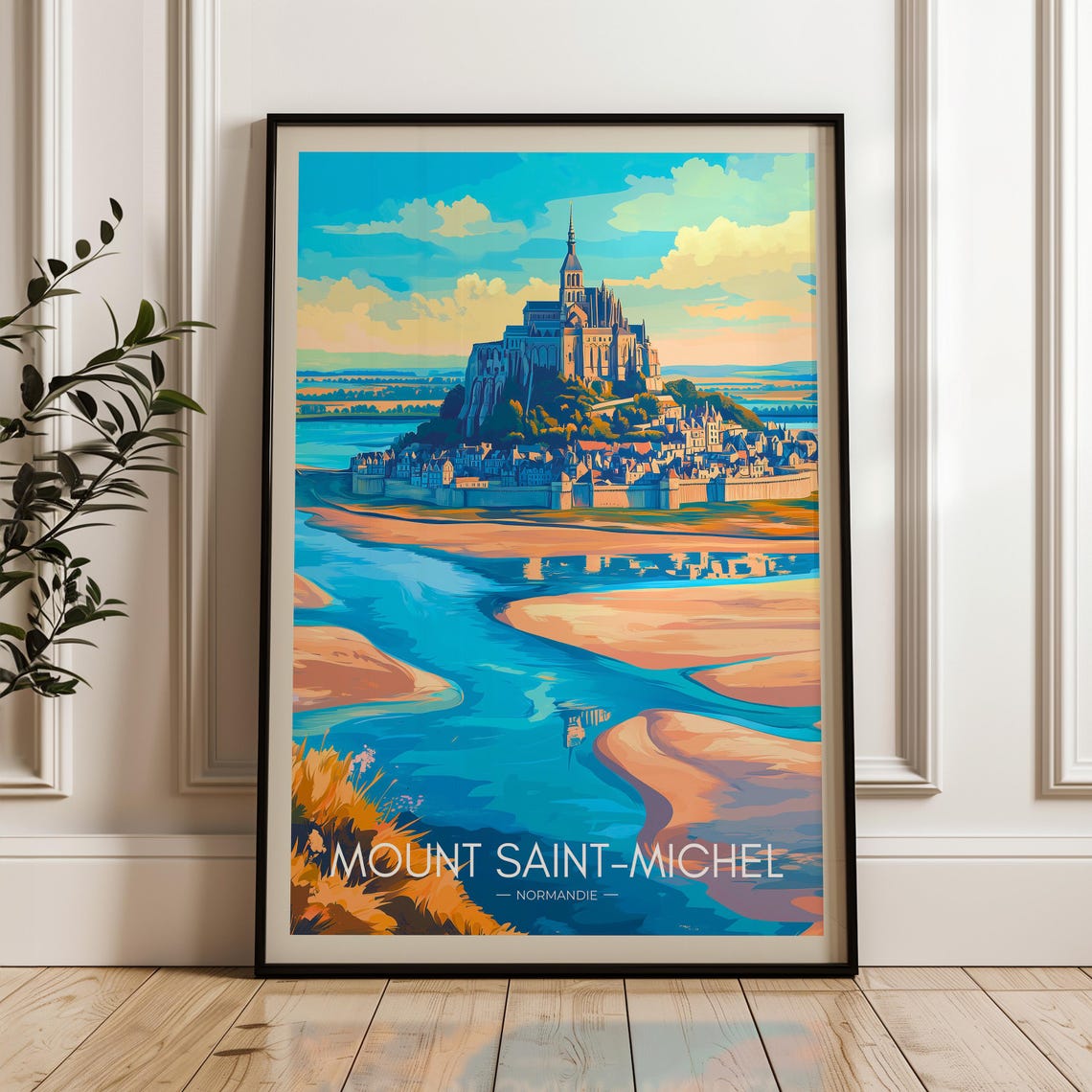 Mount Saint-Michel Normandy Tidal Island Abbey Gothic Travel Poster