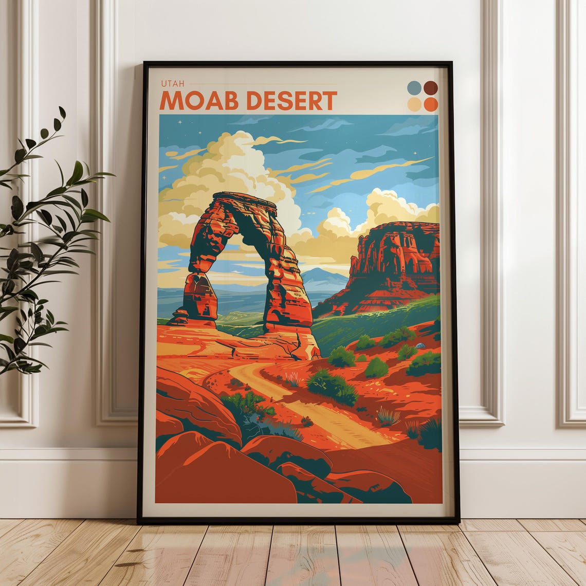 Moab Desert Utah Natural Stone Arch Red Rock Canyon Trail Poster