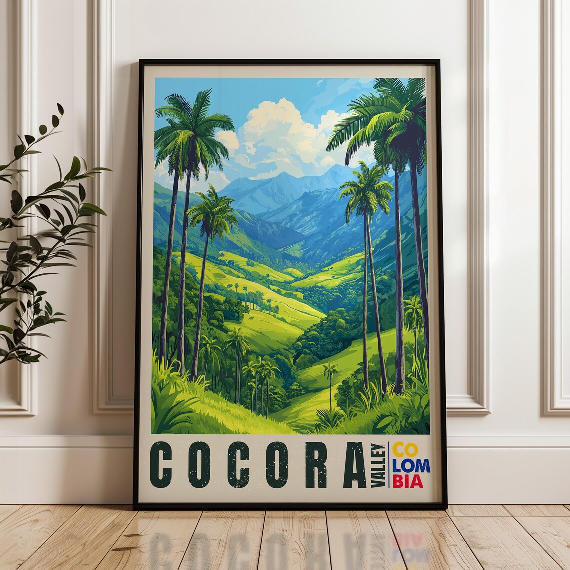 Cocora Valley Colombia Travel Poster, Palm Tree Art
