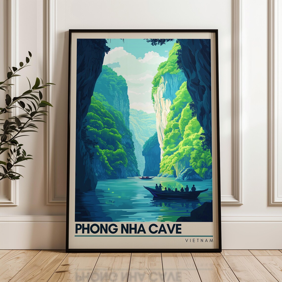 Phong Nha Cave Vietnam Karst Gorge Boats Jungle Travel Poster