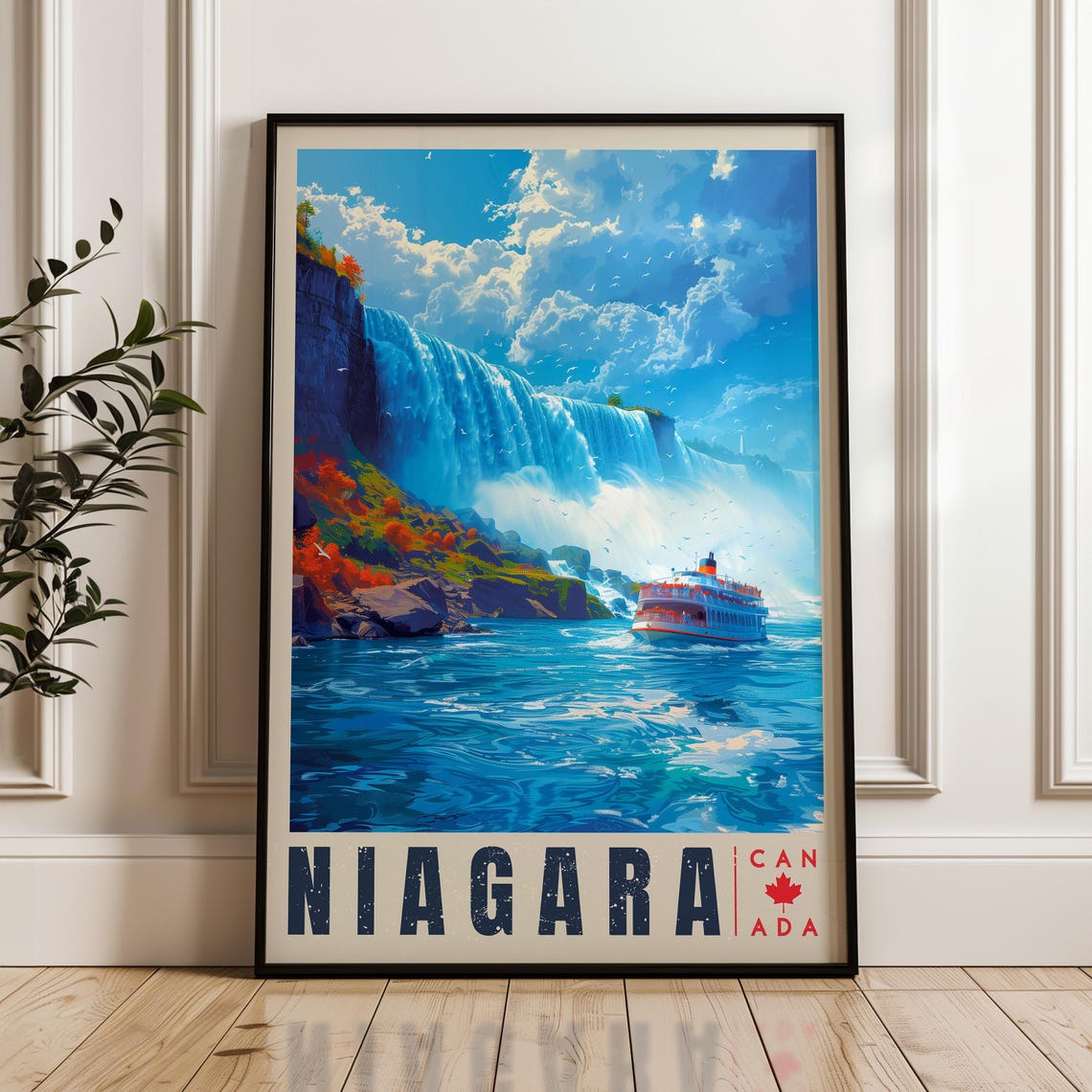 Niagara Falls Tour Boat Under Autumn Cliffs Canada Waterfall Poster