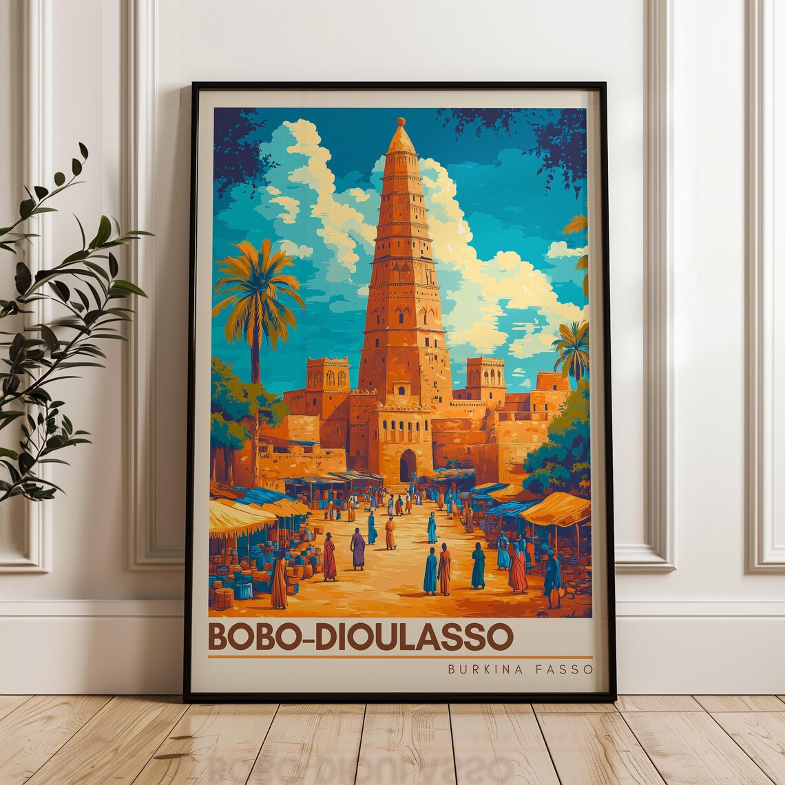 Bobo Dioulasso Burkina Faso Market Grand Mosque Desert Town Poster